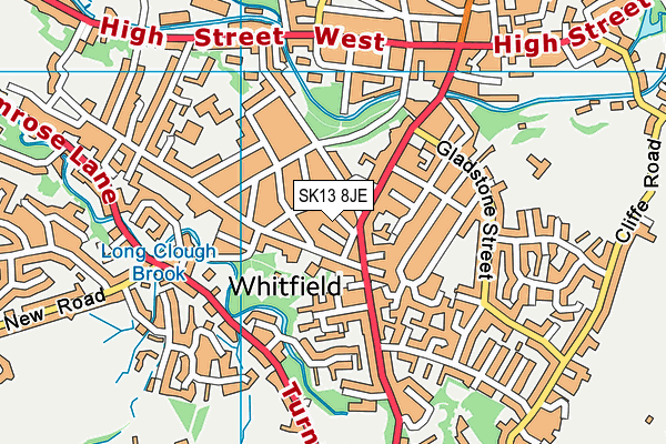 SK13 8JE map - OS VectorMap District (Ordnance Survey)