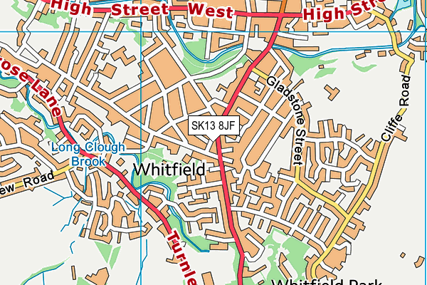 SK13 8JF map - OS VectorMap District (Ordnance Survey)