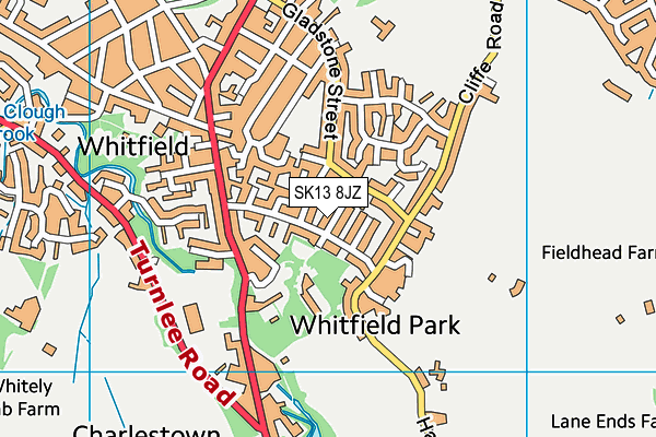 SK13 8JZ map - OS VectorMap District (Ordnance Survey)