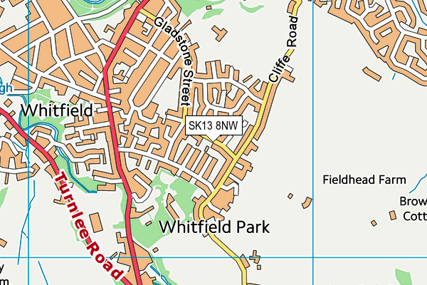 SK13 8NW map - OS VectorMap District (Ordnance Survey)