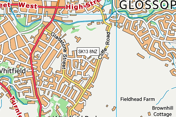 SK13 8NZ map - OS VectorMap District (Ordnance Survey)