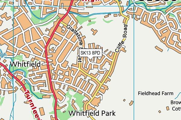 SK13 8PD map - OS VectorMap District (Ordnance Survey)