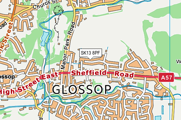 SK13 8PF map - OS VectorMap District (Ordnance Survey)