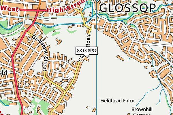 SK13 8PG map - OS VectorMap District (Ordnance Survey)