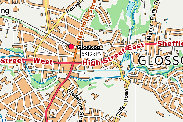 Glossop Leisure Centre map (SK13 8PN) - OS VectorMap District (Ordnance Survey)