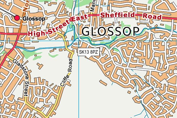 SK13 8PZ map - OS VectorMap District (Ordnance Survey)