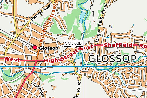 SK13 8QD map - OS VectorMap District (Ordnance Survey)