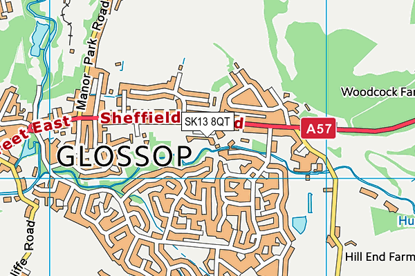 SK13 8QT map - OS VectorMap District (Ordnance Survey)