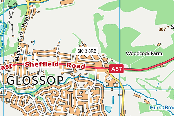 SK13 8RB map - OS VectorMap District (Ordnance Survey)