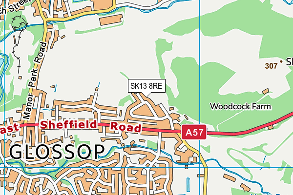 SK13 8RE map - OS VectorMap District (Ordnance Survey)