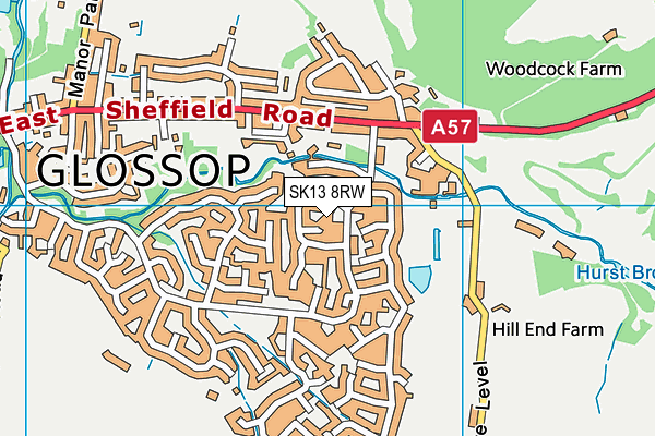 SK13 8RW map - OS VectorMap District (Ordnance Survey)