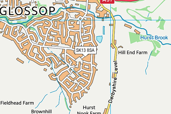 SK13 8SA map - OS VectorMap District (Ordnance Survey)