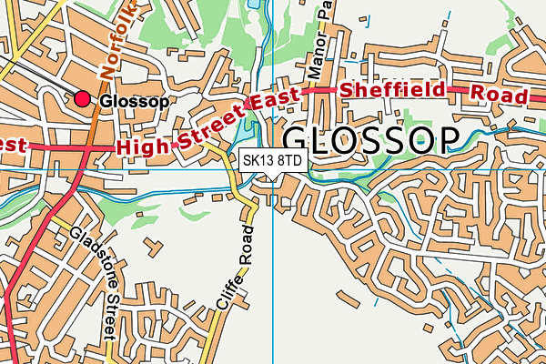 SK13 8TD map - OS VectorMap District (Ordnance Survey)