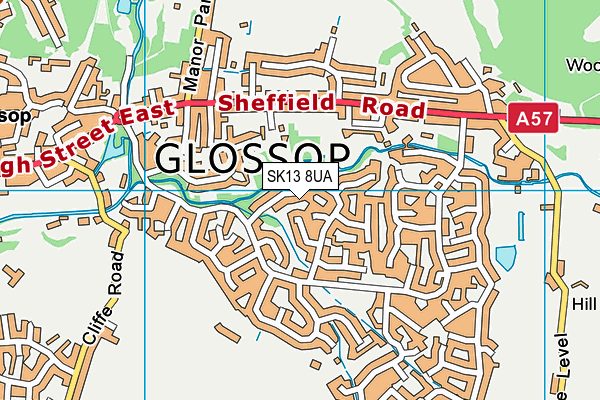 Map of GLOSSOP INDEPENDENT TRADERS LTD at district scale