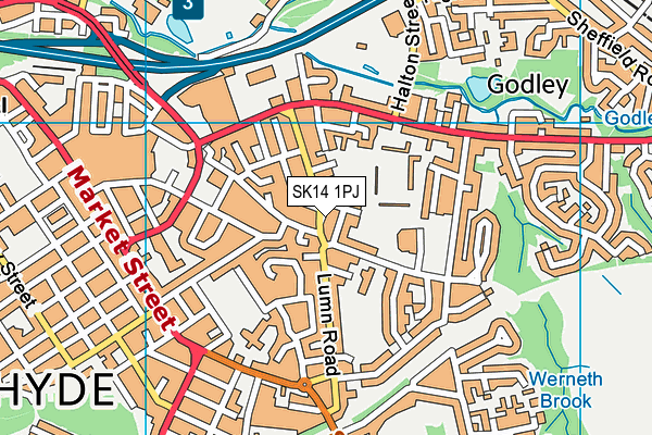 SK14 1PJ map - OS VectorMap District (Ordnance Survey)