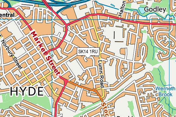 SK14 1RU map - OS VectorMap District (Ordnance Survey)