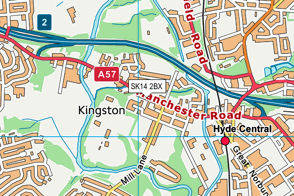 SK14 2BX map - OS VectorMap District (Ordnance Survey)