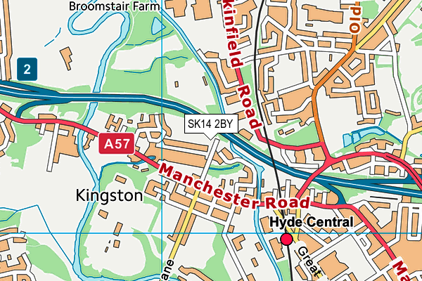 SK14 2BY map - OS VectorMap District (Ordnance Survey)