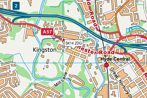 SK14 2DG map - OS VectorMap District (Ordnance Survey)