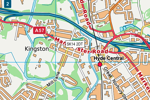 SK14 2DT map - OS VectorMap District (Ordnance Survey)