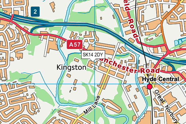 SK14 2DY map - OS VectorMap District (Ordnance Survey)