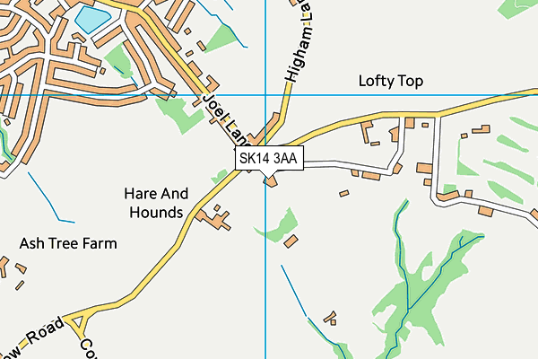 Hyde Cricket And Squash Club map (SK14 3AA) - OS VectorMap District (Ordnance Survey)