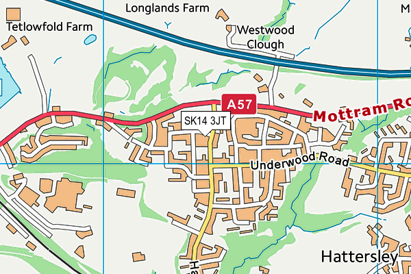 SK14 3JT map - OS VectorMap District (Ordnance Survey)