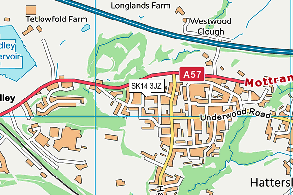 SK14 3JZ map - OS VectorMap District (Ordnance Survey)