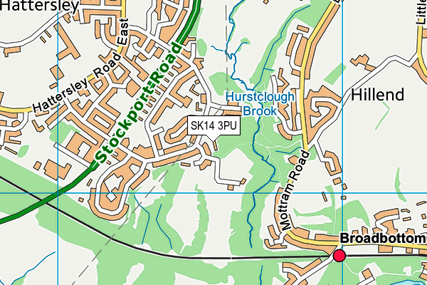 SK14 3PU map - OS VectorMap District (Ordnance Survey)