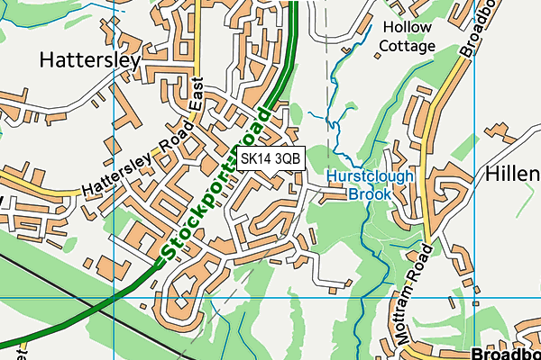 SK14 3QB map - OS VectorMap District (Ordnance Survey)