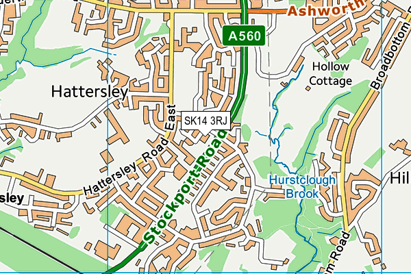 SK14 3RJ map - OS VectorMap District (Ordnance Survey)