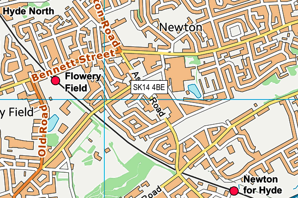 SK14 4BE map - OS VectorMap District (Ordnance Survey)