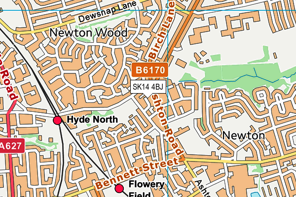 SK14 4BJ map - OS VectorMap District (Ordnance Survey)