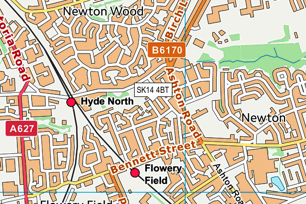 SK14 4BT map - OS VectorMap District (Ordnance Survey)