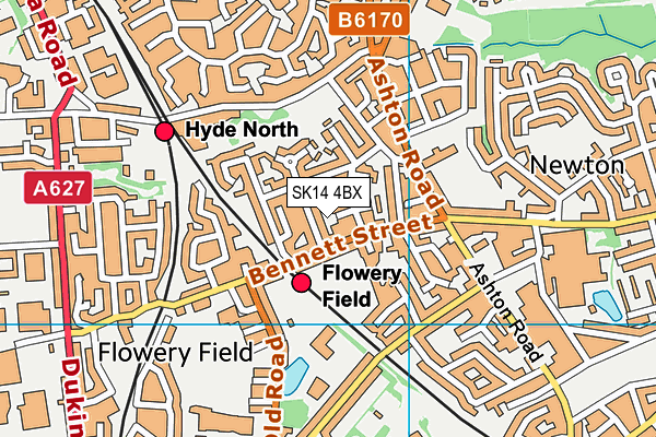 SK14 4BX map - OS VectorMap District (Ordnance Survey)