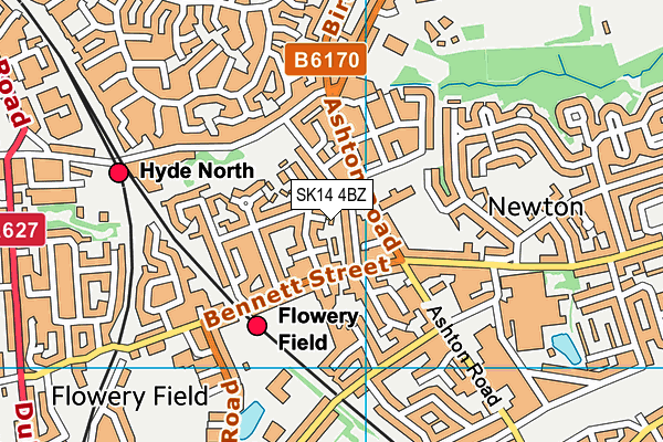 SK14 4BZ map - OS VectorMap District (Ordnance Survey)