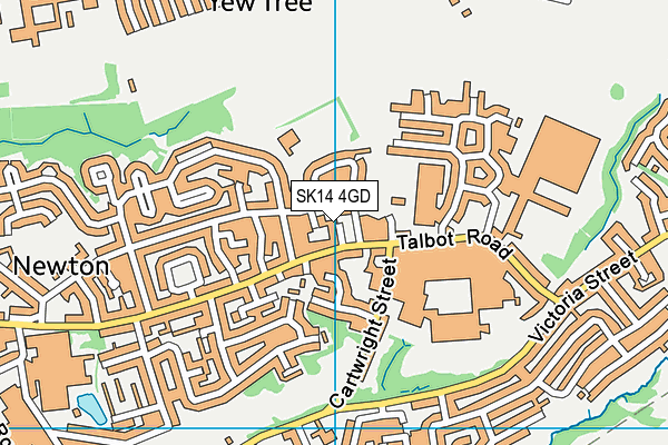 SK14 4GD map - OS VectorMap District (Ordnance Survey)