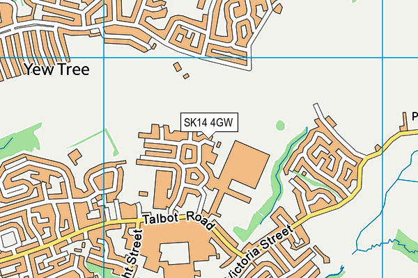 SK14 4GW map - OS VectorMap District (Ordnance Survey)