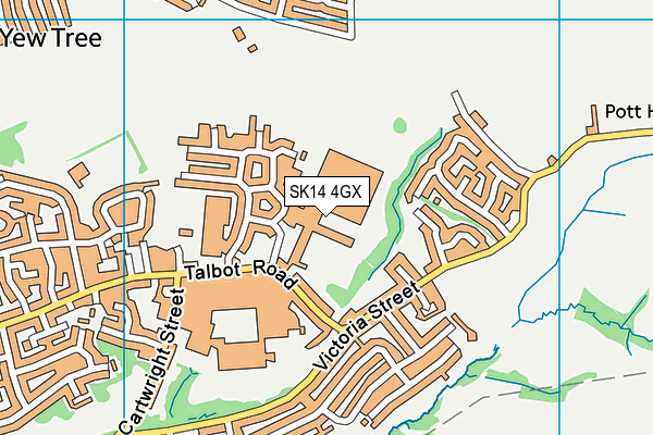 SK14 4GX map - OS VectorMap District (Ordnance Survey)