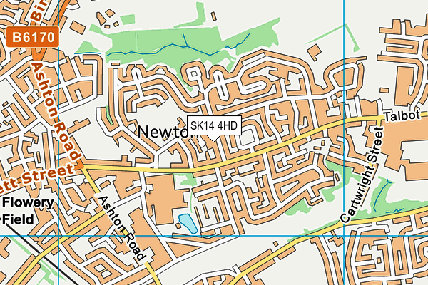 SK14 4HD map - OS VectorMap District (Ordnance Survey)