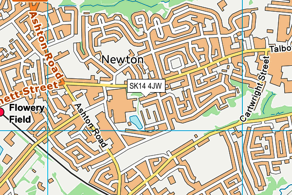 SK14 4JW map - OS VectorMap District (Ordnance Survey)