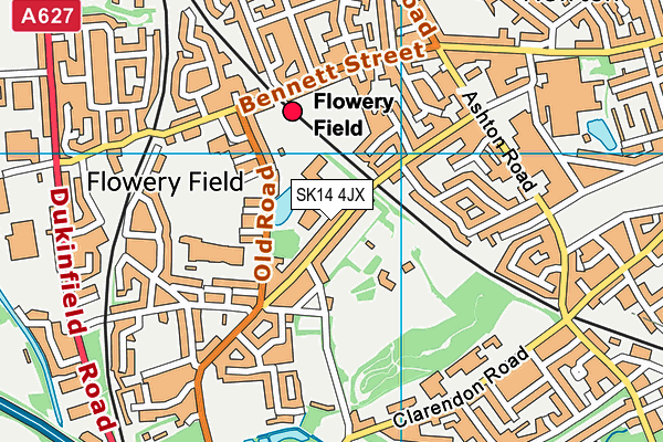 SK14 4JX map - OS VectorMap District (Ordnance Survey)