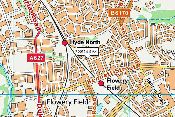 SK14 4SZ map - OS VectorMap District (Ordnance Survey)