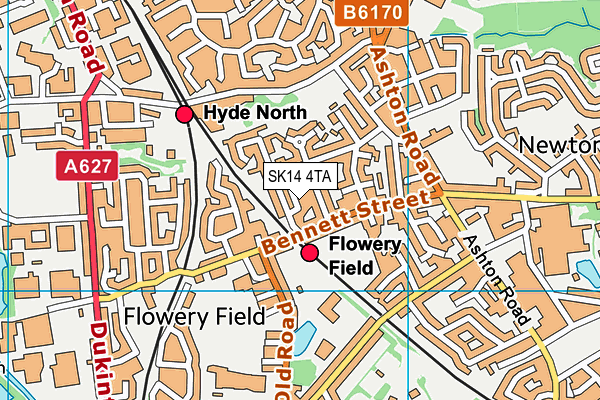 SK14 4TA map - OS VectorMap District (Ordnance Survey)