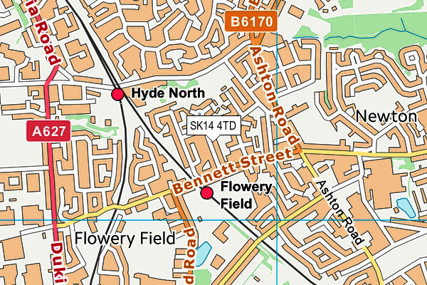 SK14 4TD map - OS VectorMap District (Ordnance Survey)