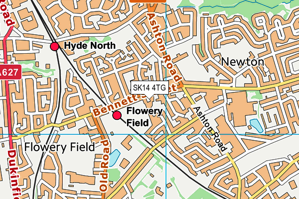 SK14 4TG map - OS VectorMap District (Ordnance Survey)