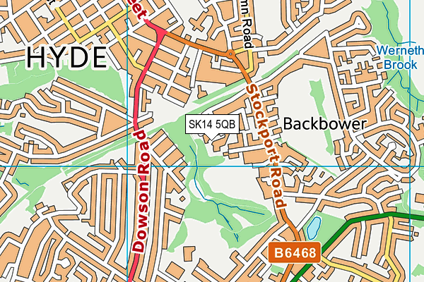 SK14 5QB map - OS VectorMap District (Ordnance Survey)