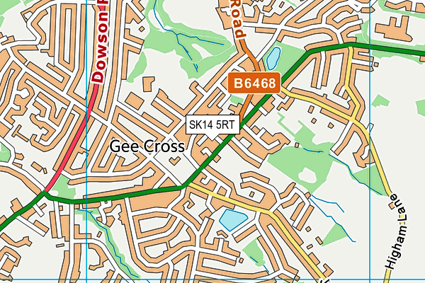 SK14 5RT map - OS VectorMap District (Ordnance Survey)