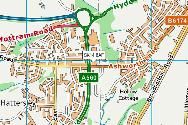 SK14 6AF map - OS VectorMap District (Ordnance Survey)