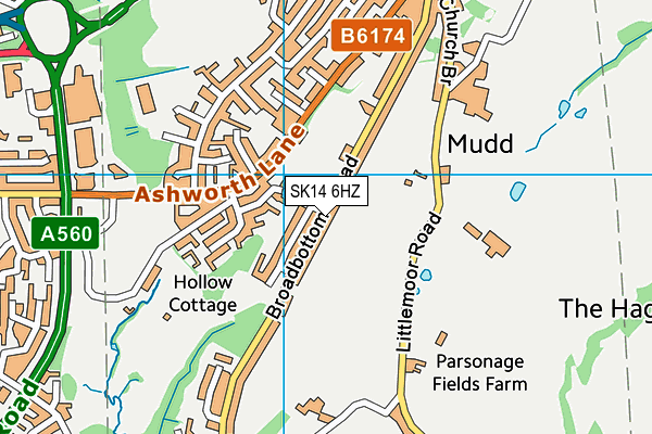 SK14 6HZ map - OS VectorMap District (Ordnance Survey)